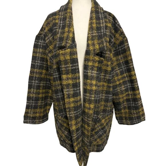 Lumière Coat Jacket Size Medium Gray Plaid Open Front Pockets NWT - Picture 2 of 9